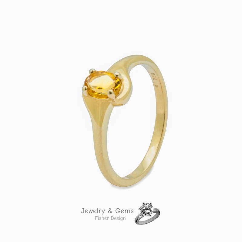 Citrin Ring in Gelbgold 750 geschwungene Ringschiene - Jewelry & Gems - Fisher Design