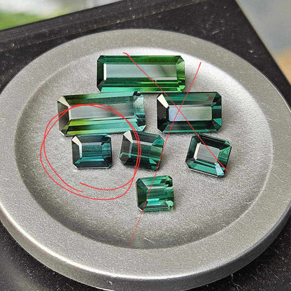 Natürlicher Turmalin 1.22ct petrolblau | Smaragdschliff | GCL Zertifikat