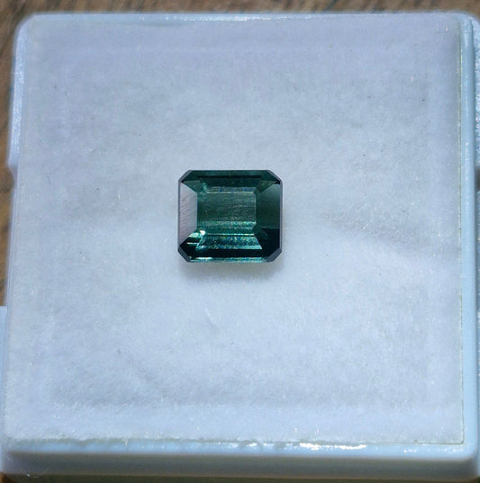 Natürlicher Turmalin 1.22ct petrolblau | Smaragdschliff | GCL Zertifikat