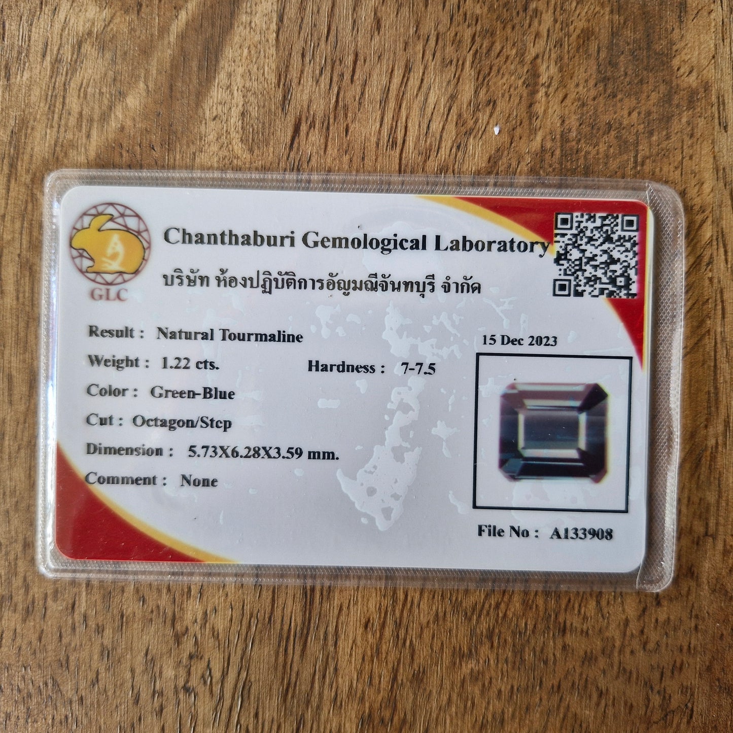 Natürlicher Turmalin 1.22ct petrolblau | Smaragdschliff | GCL Zertifikat