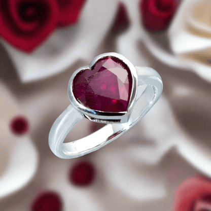 Rubin Herz Ring Silber 925 handgefertigt – 4.8ct Unikat rhodiniert - Jewelry & Gems - Fisher Design