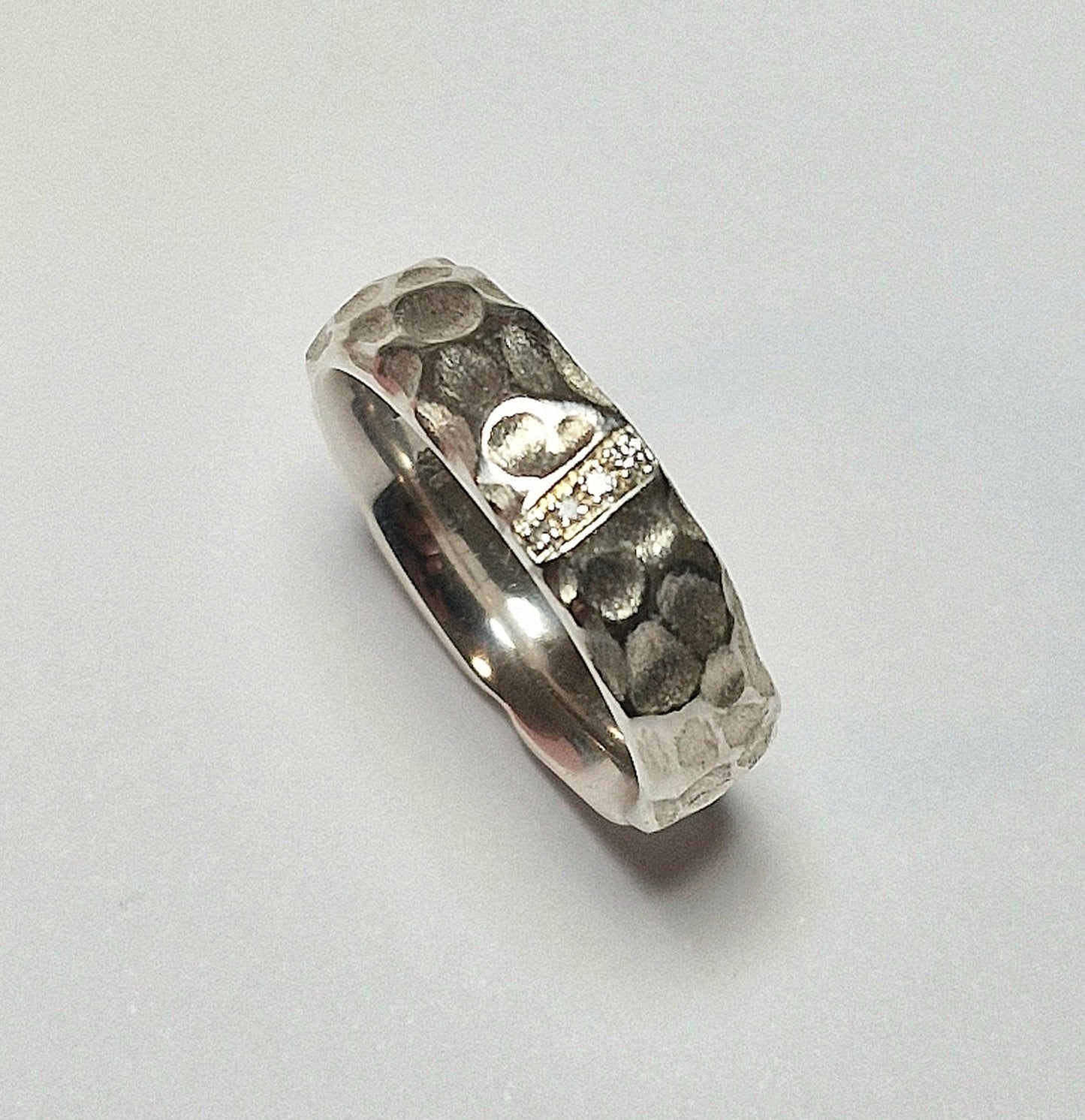 Silberring 925 Mondlandschaft mit 4 Diamanten – handgefertigt Unikat - Jewelry & Gems - Fisher Design