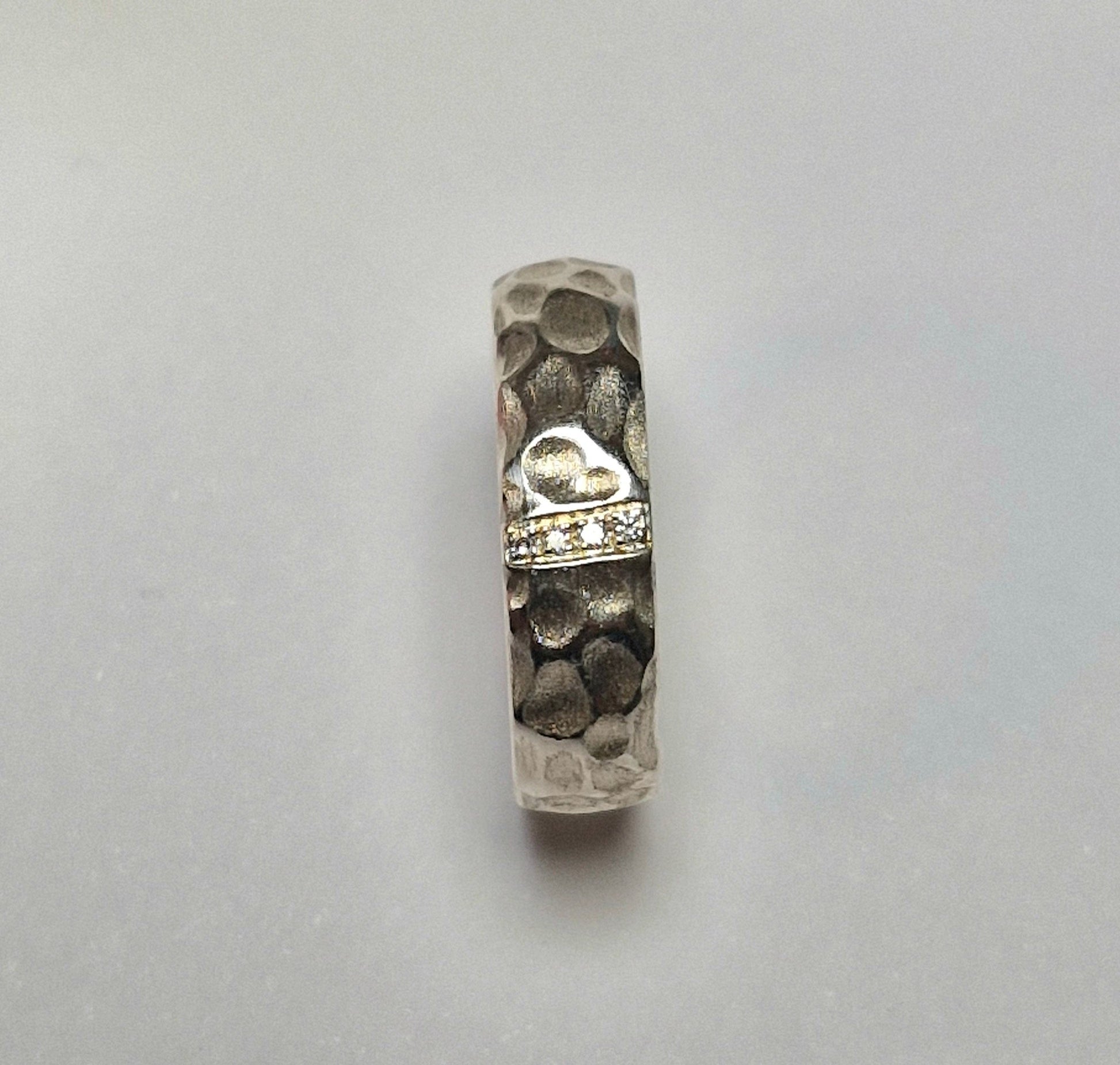 Silberring 925 Mondlandschaft mit 4 Diamanten – handgefertigt Unikat - Jewelry & Gems - Fisher Design