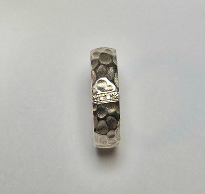 Silberring 925 Mondlandschaft mit 4 Diamanten – handgefertigt Unikat - Jewelry & Gems - Fisher Design