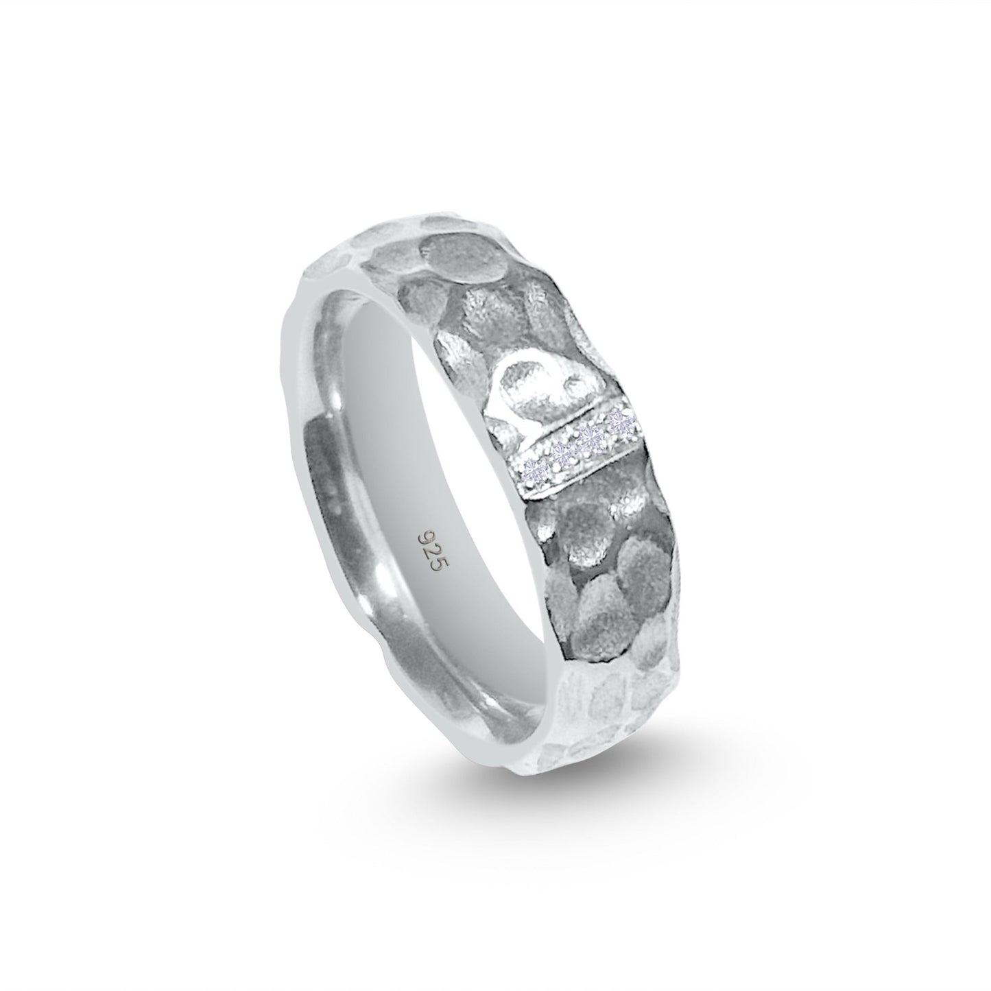 Silberring 925 Mondlandschaft mit 4 Diamanten – handgefertigt Unikat - Jewelry & Gems - Fisher Design