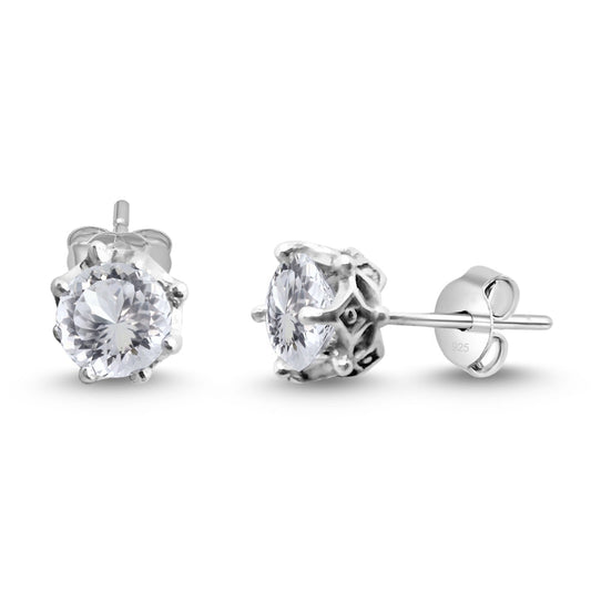 Topas Ohrstecker „Krönli“ 7mm Silber 925 – weiss - Jewelry & Gems - Fisher Design