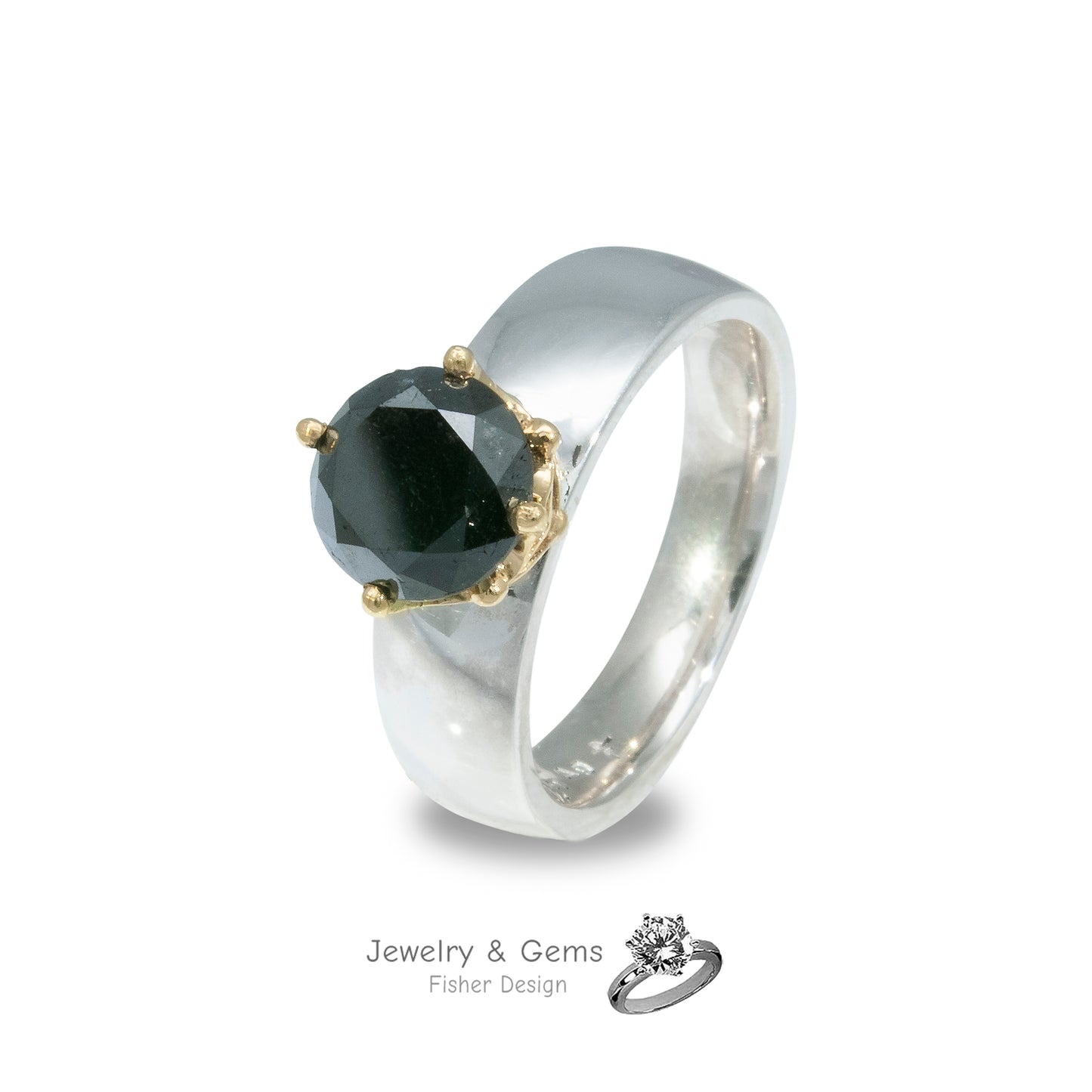 Black diamond ring 2.8ct.