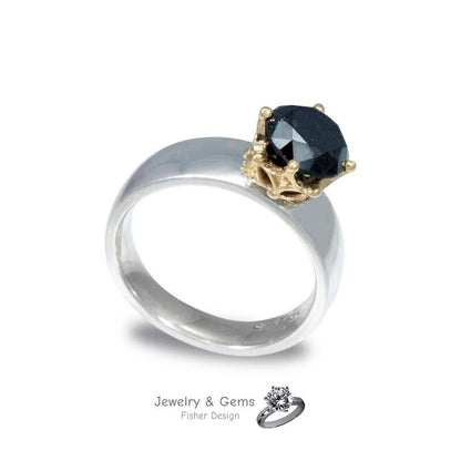 Black diamond ring 2.8ct.