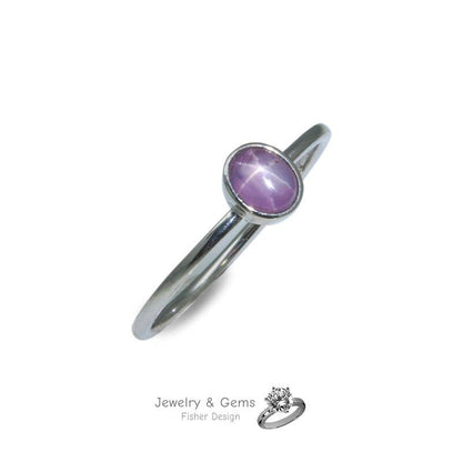 Pink - Violetter Stern Saphir Ring | 18K Weißgold rhodiniert | Handgefertigtes Unikat - Jewelry & Gems - Fisher Design