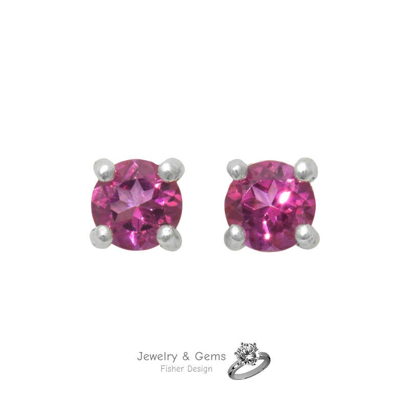 Pink topaz (beh.) ear studs 5mm.