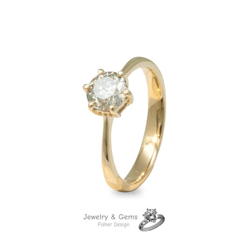 Solitaire 1.01ct. Diamond ring in yellow gold 750